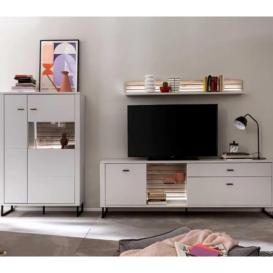 Pharao24 TV Wohnwand Polar> Moderne Wohnwände|Wohnwand 300 Cm