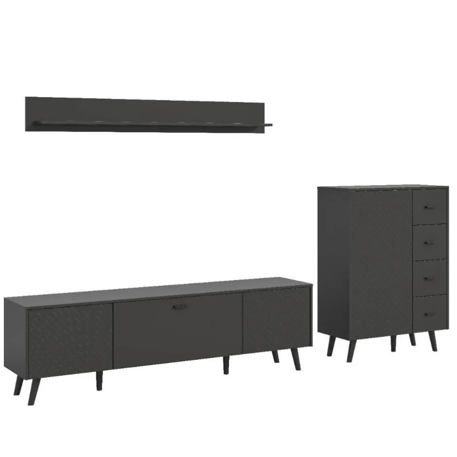 Moderne Wohnwände|Wohnwand 250 Cm*Pharao24 TV Wohnwand Ratisca