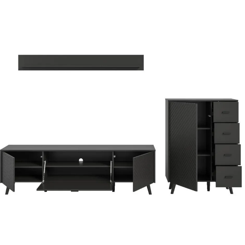 Moderne Wohnwände|Wohnwand 250 Cm*Pharao24 TV Wohnwand Ratisca