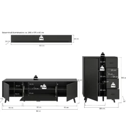 Moderne Wohnwände|Wohnwand 250 Cm*Pharao24 TV Wohnwand Ratisca
