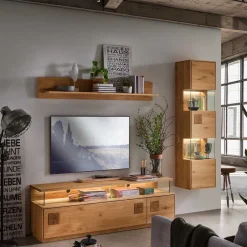 Moderne Wohnwände|Massivholz Wohnwände*Pharao24 TV Wohnwand Wildeiche Onitos