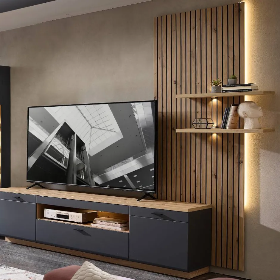 Moderne Wohnwände|Wohnwand 250 Cm*Pharao24 TV Wohnwand Yarisis