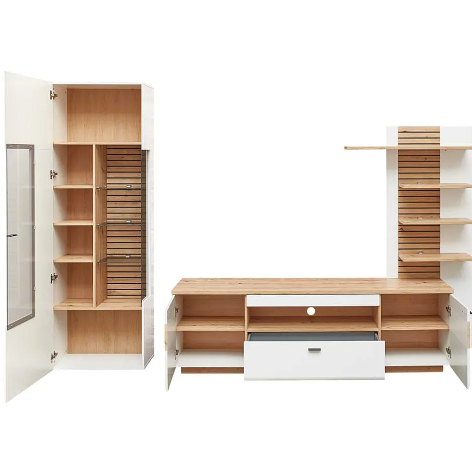 Pharao24 TV Wohnwand zweifarbig Luzie> Moderne Wohnwände|Wohnwand 300 Cm