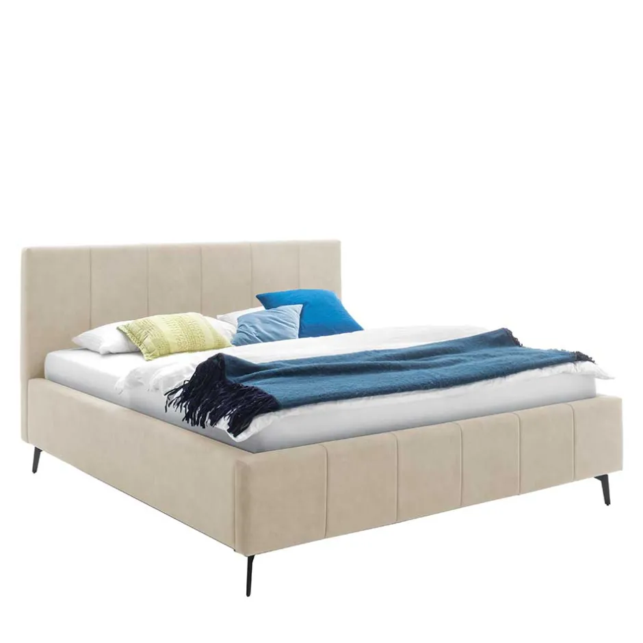 Pharao24 Velours Polsterbett Beige Sonna> Doppelbetten|Funktionsbetten