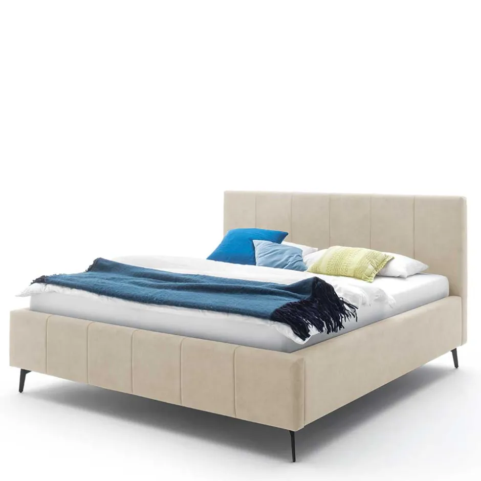 Pharao24 Velours Polsterbett Beige Sonna> Doppelbetten|Funktionsbetten