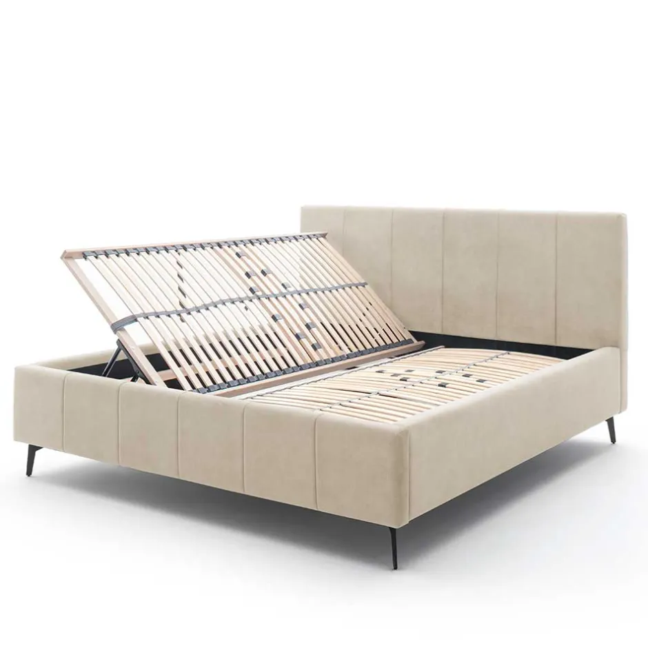 Pharao24 Velours Polsterbett Beige Sonna> Doppelbetten|Funktionsbetten