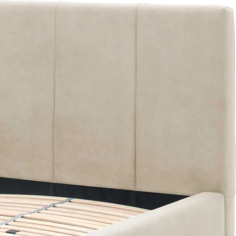 Pharao24 Velours Polsterbett Beige Sonna> Doppelbetten|Funktionsbetten
