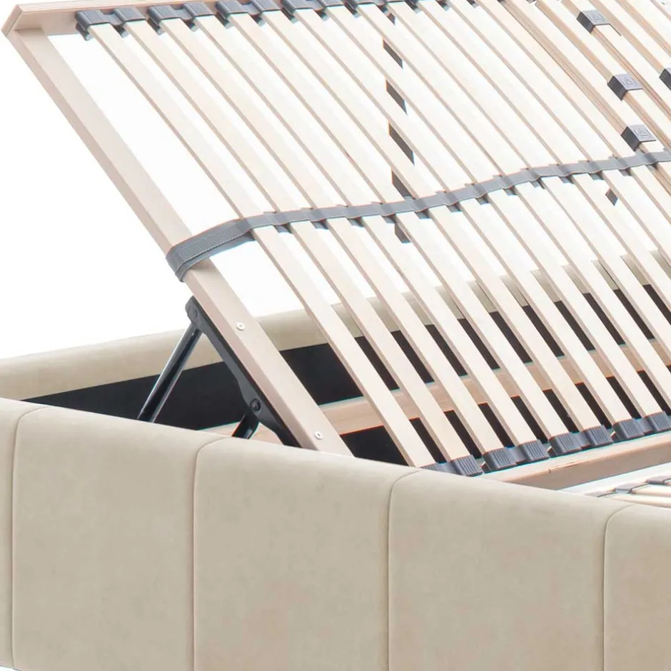 Pharao24 Velours Polsterbett Beige Sonna> Doppelbetten|Funktionsbetten