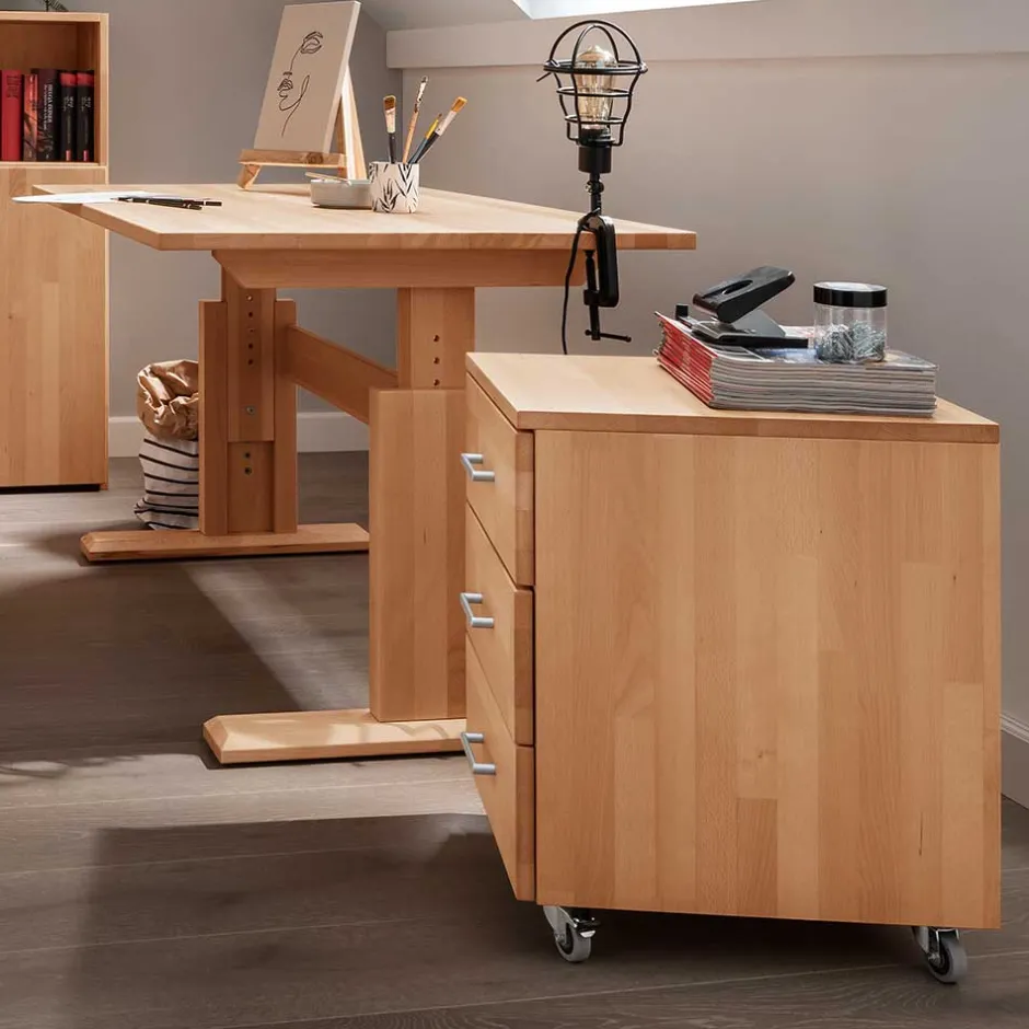 Pharao24 Verstellbarer Schreibtisch Len> Massivholztische|Schreibtische