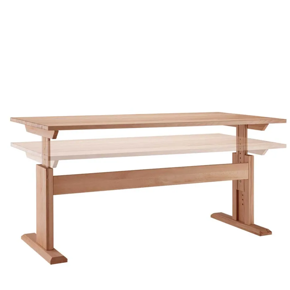 Pharao24 Verstellbarer Schreibtisch Len> Massivholztische|Schreibtische