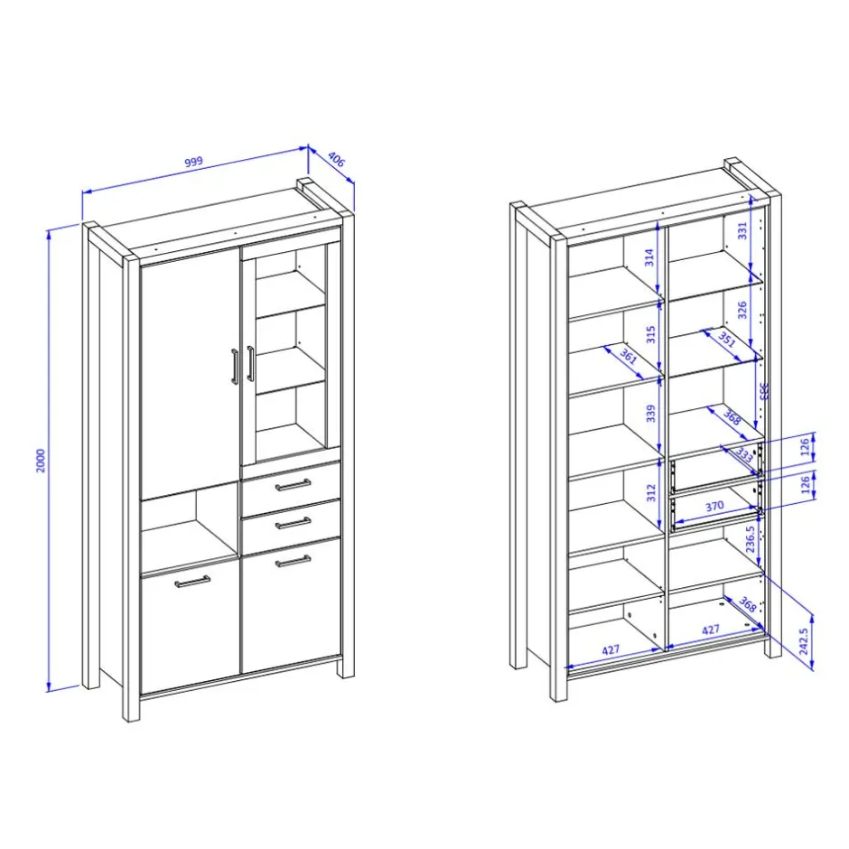 Wohnzimmerschrank|Vitrinenschrank*Pharao24 Vitrinenschrank Foxxy