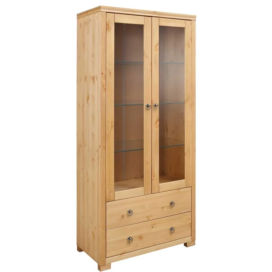 Pharao24 Vitrinenschrank Samoon> Wohnzimmerschrank|Massivholz Schränke