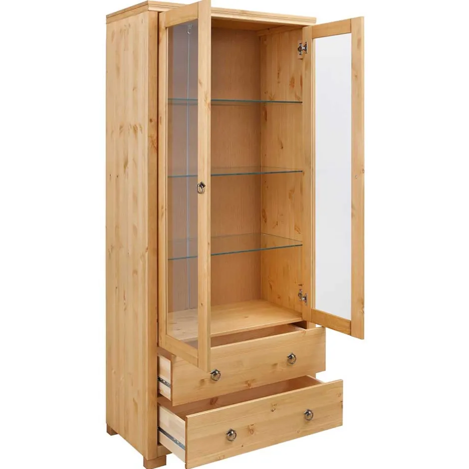 Pharao24 Vitrinenschrank Samoon> Wohnzimmerschrank|Massivholz Schränke