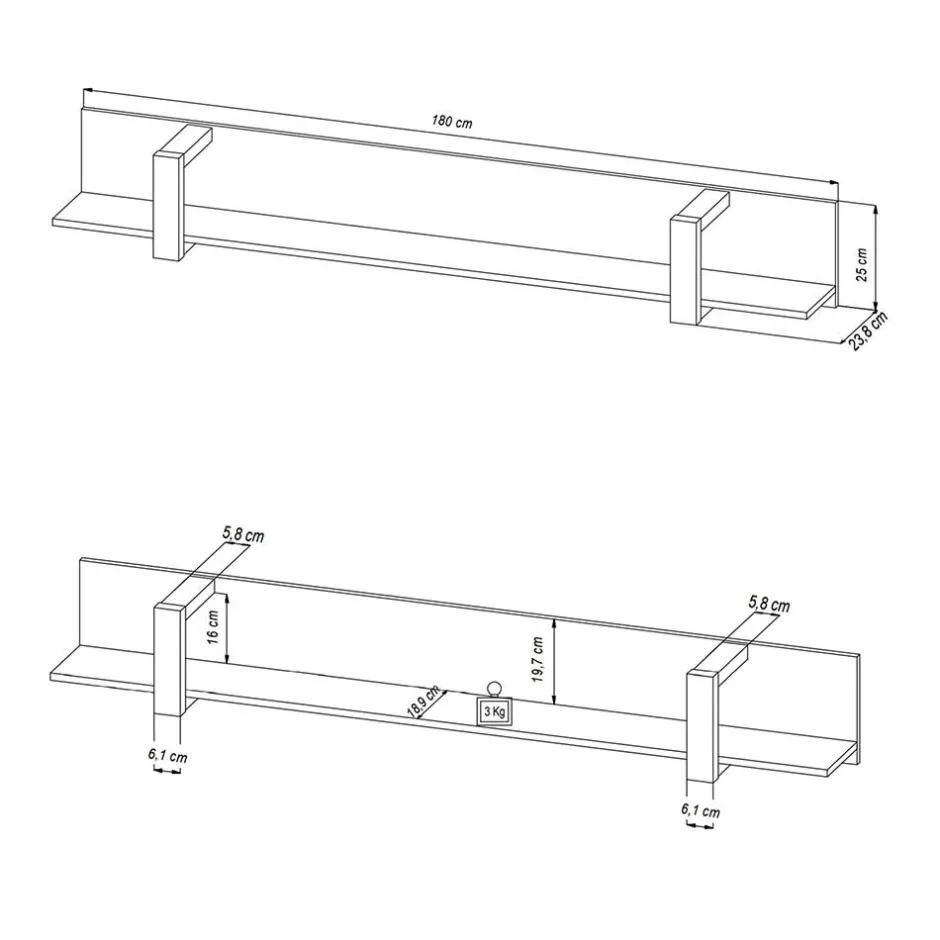 Pharao24 Wandboard Besi> Wohnzimmerregale|Hängeregale