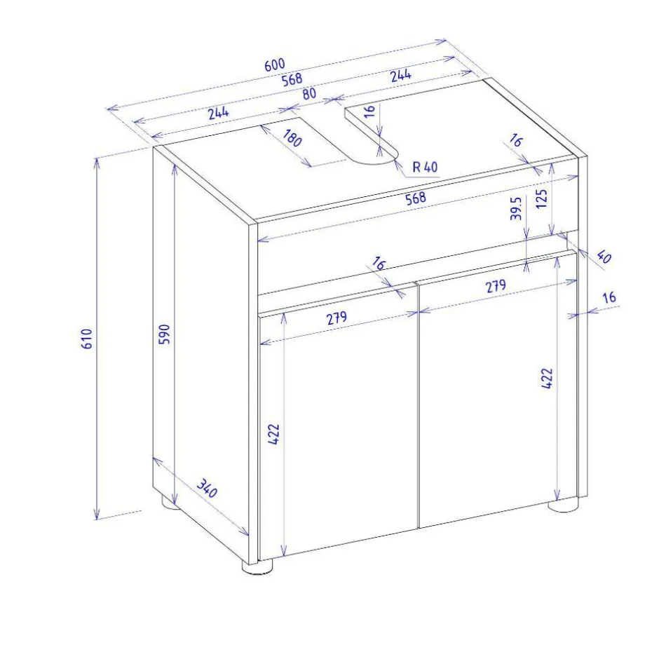 Pharao24 Waschbeckenunterschrank Rascian> Badezimmerschränke|Waschbeckenunterschränke