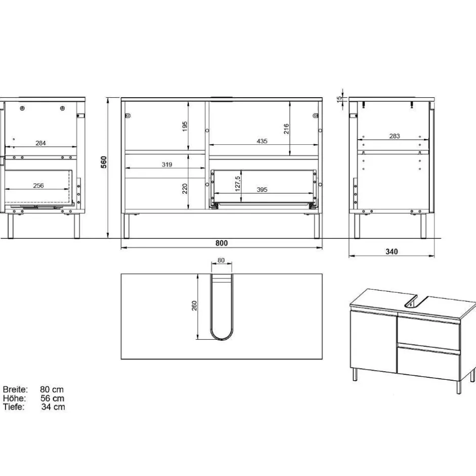 Waschbeckenunterschränke|Bad Unterschränke*Pharao24 Waschbeckenunterschrank Viper