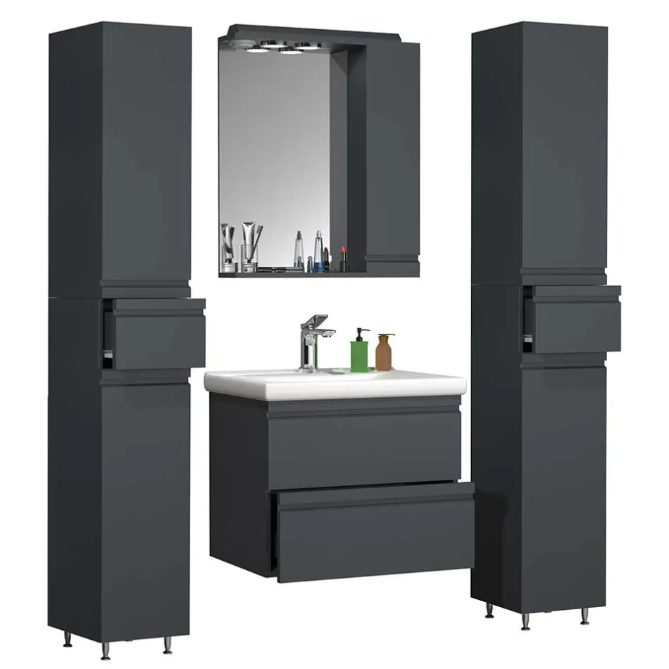 Pharao24 Waschplatz Set mit Beleuchtung Fabolie> Badmöbel Sets