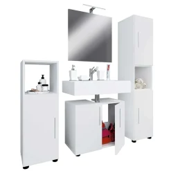 Badmöbel Sets*Pharao24 Waschplatz Set weiß modern Eli