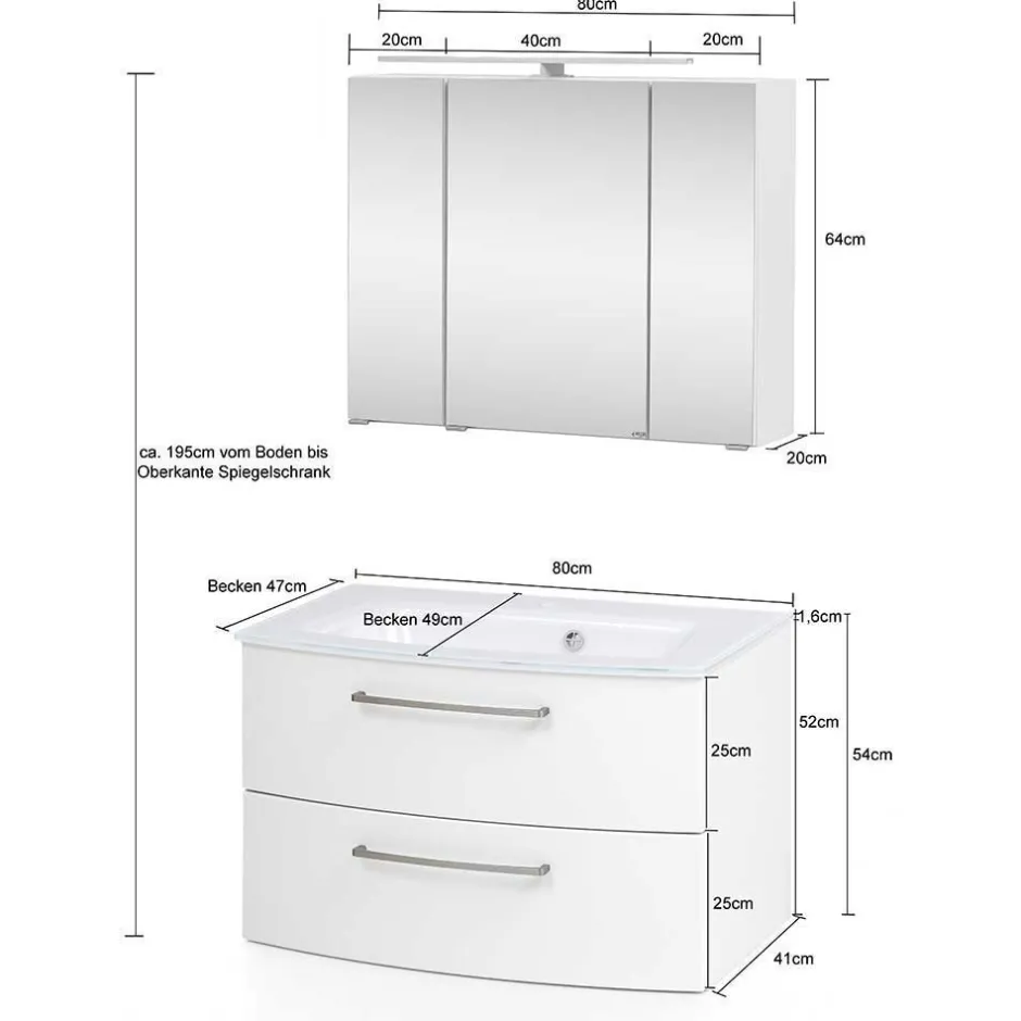 Pharao24 Waschtisch und Spiegelschrank Isdrina> Badmöbel Sets