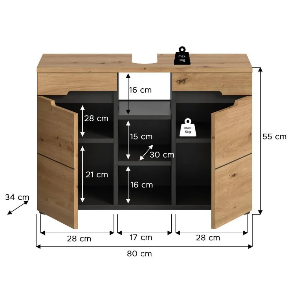 Pharao24 Waschtischunterschrank Alexandro> Waschbeckenunterschränke|Bad Unterschränke