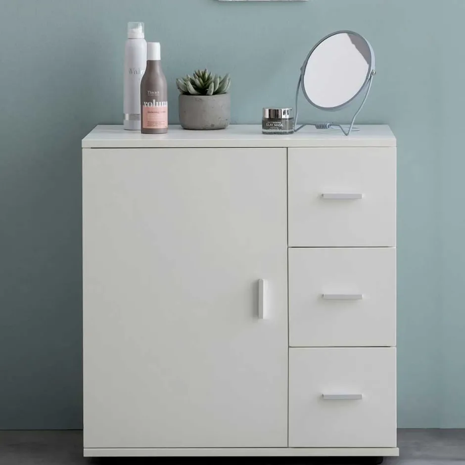 Bad Unterschränke|Badezimmerschränke*Pharao24 Weiße Badkommode Salverna