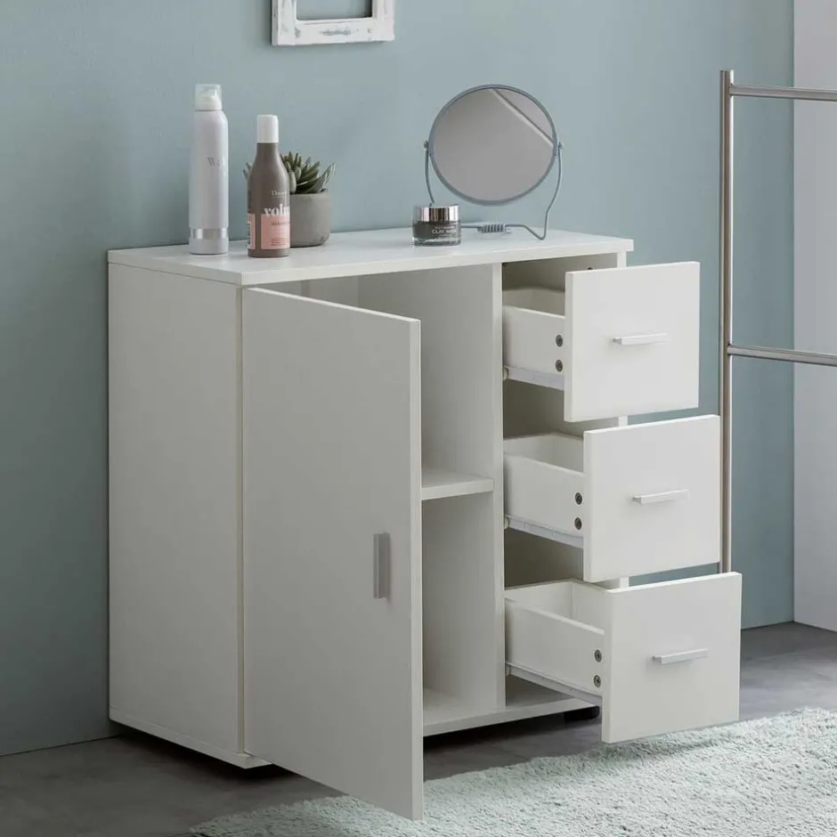 Bad Unterschränke|Badezimmerschränke*Pharao24 Weiße Badkommode Salverna