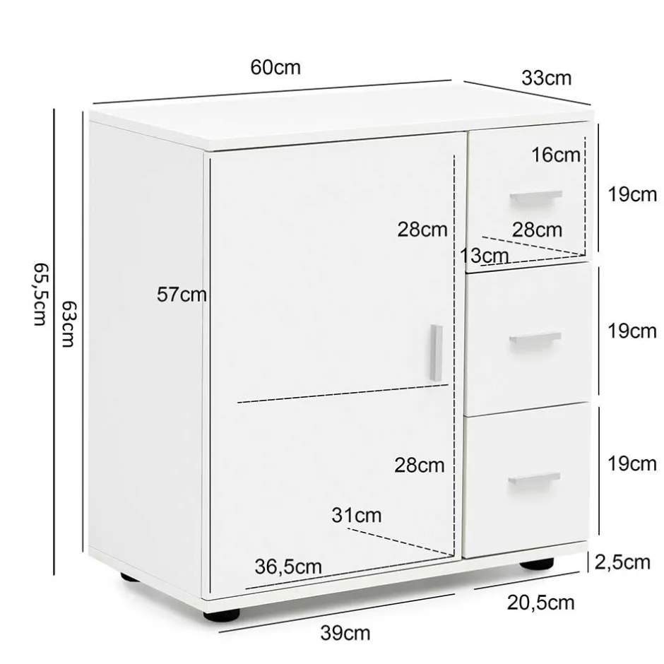 Bad Unterschränke|Badezimmerschränke*Pharao24 Weiße Badkommode Salverna