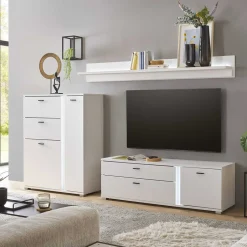 Pharao24 Weiße Design Wohnwand Constantin> Moderne Wohnwände|Wohnwand 250 Cm