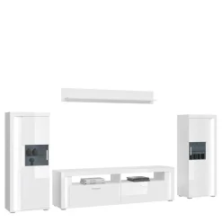 Pharao24 Weiße Wohnzimmer Anbauwand Countrys> Moderne Wohnwände|Hochglanz Wohnwände