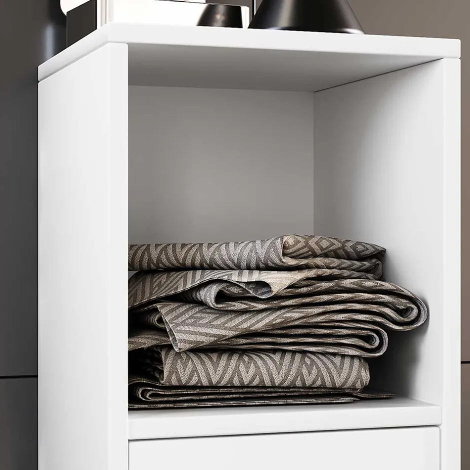 Pharao24 Weißer Badseitenschrank Vimalta> Bad Unterschränke|Badezimmerschränke