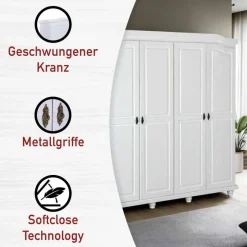 Massivholzmöbel|Drehtürenschränke*Pharao24 Weißer Kleiderschrank Pasterra