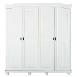 Massivholzmöbel|Drehtürenschränke*Pharao24 Weißer Kleiderschrank Pasterra