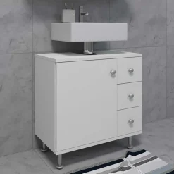 Waschbeckenunterschränke|Bad Unterschränke*Pharao24 Weißer Waschbeckenschrank Osmin