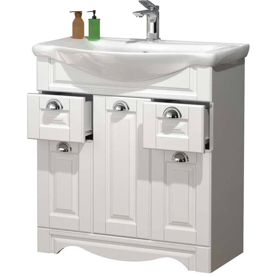 Waschbeckenunterschränke|Bad Unterschränke*Pharao24 Weißer Waschbeckenschrank Exmadura