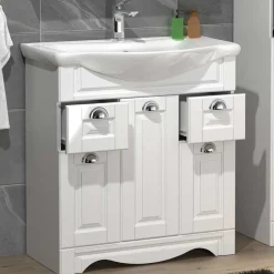 Waschbeckenunterschränke|Bad Unterschränke*Pharao24 Weißer Waschbeckenschrank Exmadura