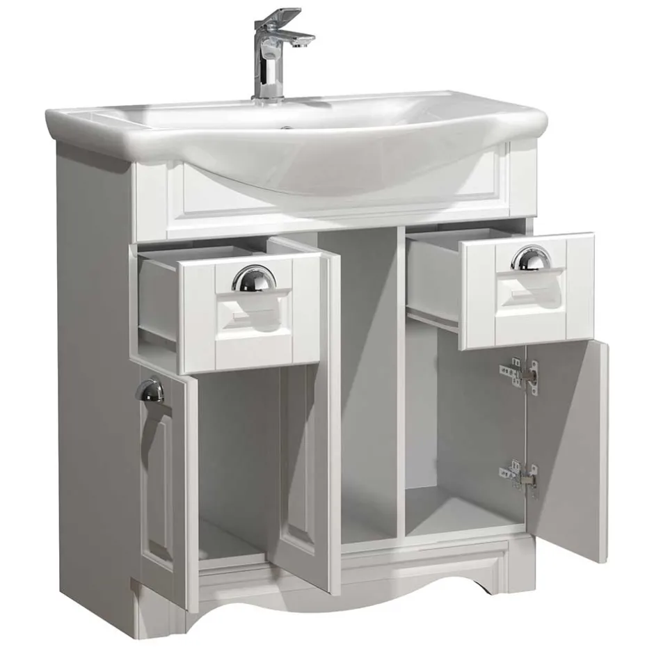 Waschbeckenunterschränke|Bad Unterschränke*Pharao24 Weißer Waschbeckenschrank Exmadura