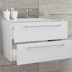 Pharao24 Weißer Waschbeckenschrank Selami> Waschbeckenunterschränke|Bad Unterschränke