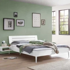 Doppelbetten|Massivholzbetten*Pharao24 Weißes Bett 140x200 cm Zonga