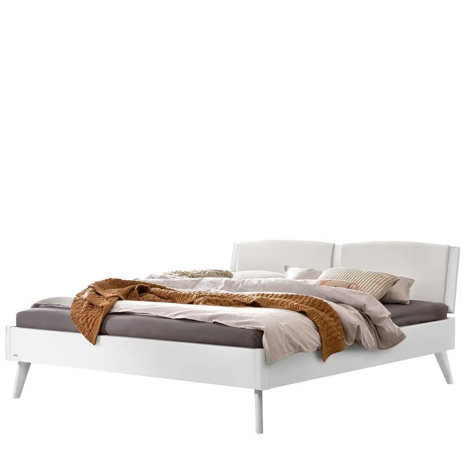 Doppelbetten|Massivholzbetten*Pharao24 Weißes Doppelbett Lesgon