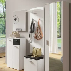 Garderoben Paneele|Wandgarderoben*Pharao24 Weißes Garderobenpaneel Mazira