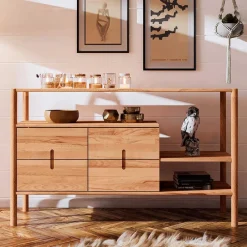 Wohnzimmerregale|Massivholzregale*Pharao24 Wildbuche Holzregal Artjes