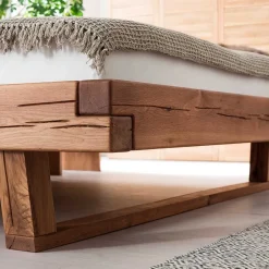 Balkenbett|Doppelbetten*Pharao24 Wildeiche Balkenbett Cows