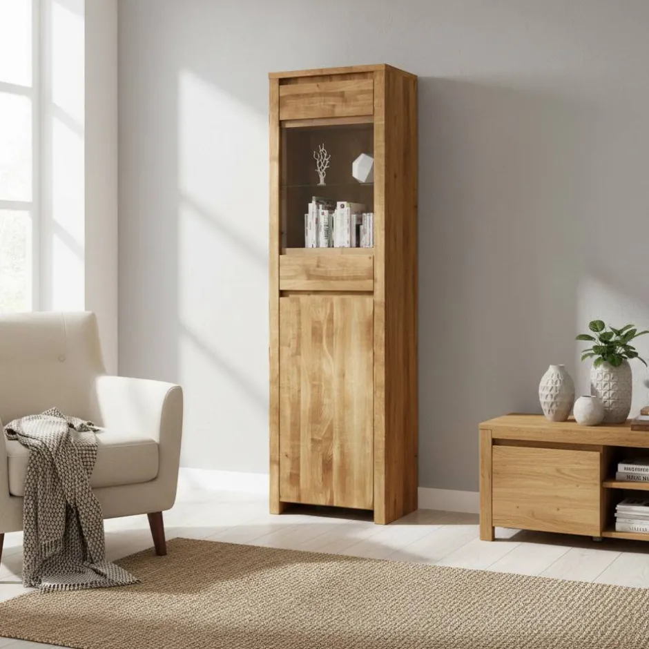 Stauraumvitrinen*Pharao24 Wildeiche Vitrine Rameira