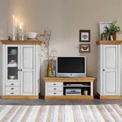 Pharao24 Wohnkombination Constanta> Wohnwand 350 Cm|Massivholz Wohnwände