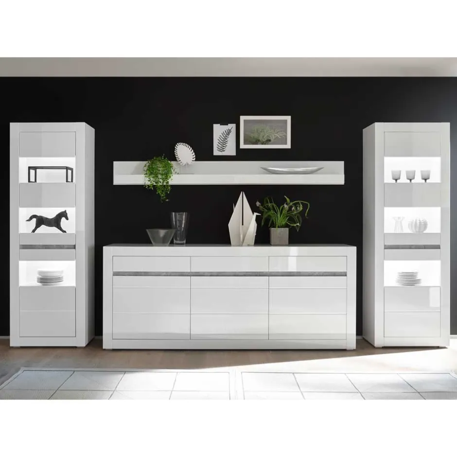 Wohnzimmerschrank|Wohnwand 350 Cm*Pharao24 Wohnkombination Novinza