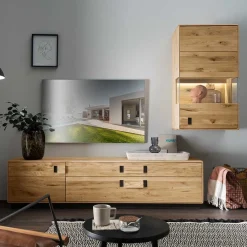 Moderne Wohnwände|Wohnwand 250 Cm*Pharao24 Wohnwand Echtholz Seldran