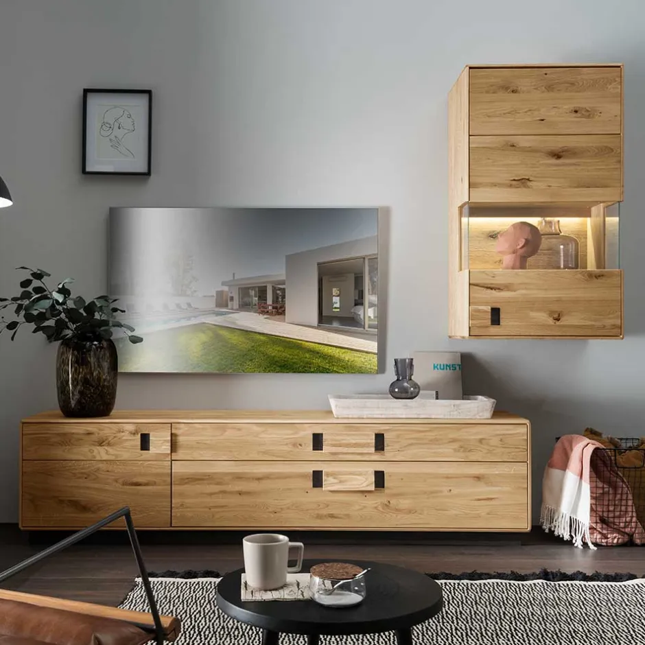 Moderne Wohnwände|Wohnwand 250 Cm*Pharao24 Wohnwand Echtholz Seldran