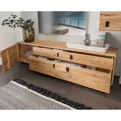 Moderne Wohnwände|Wohnwand 250 Cm*Pharao24 Wohnwand Echtholz Seldran