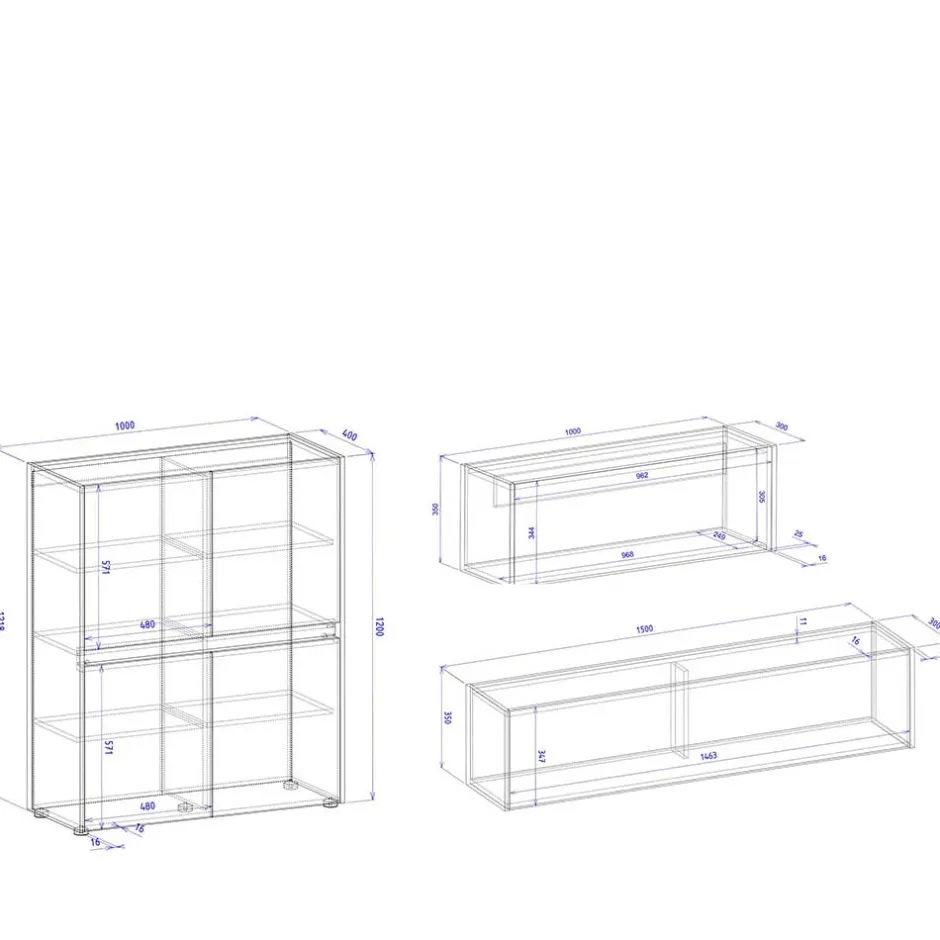 Moderne Wohnwände|Wohnwand 350 Cm*Pharao24 Wohnwand Homeoffice Rascian