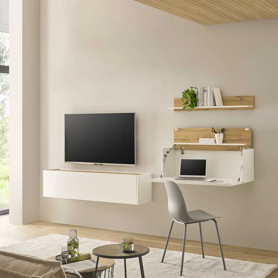 Moderne Wohnwände|Wohnwand 250 Cm*Pharao24 Wohnwand mit Schreibplatz Rascian